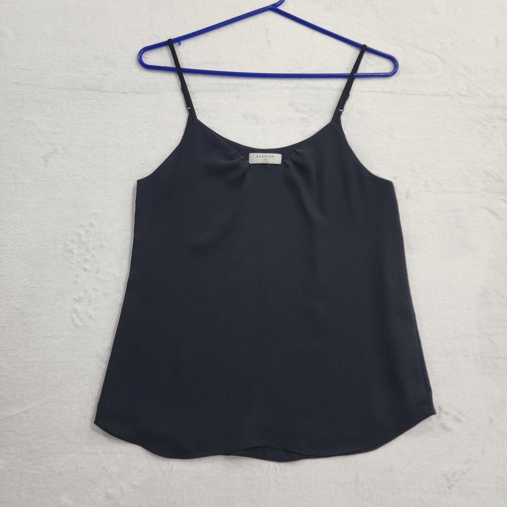 Babaton Top Womens XXS Black Pleated V-Neck Camisole‎ Cami Tank Casual Preppy